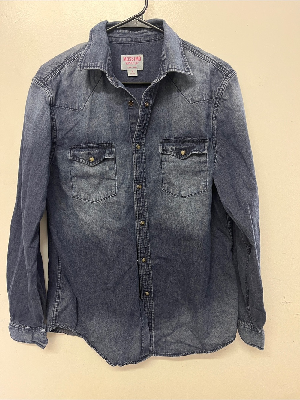 Mossimo Supply Co. Faded Blue Denim Snap down Shirt